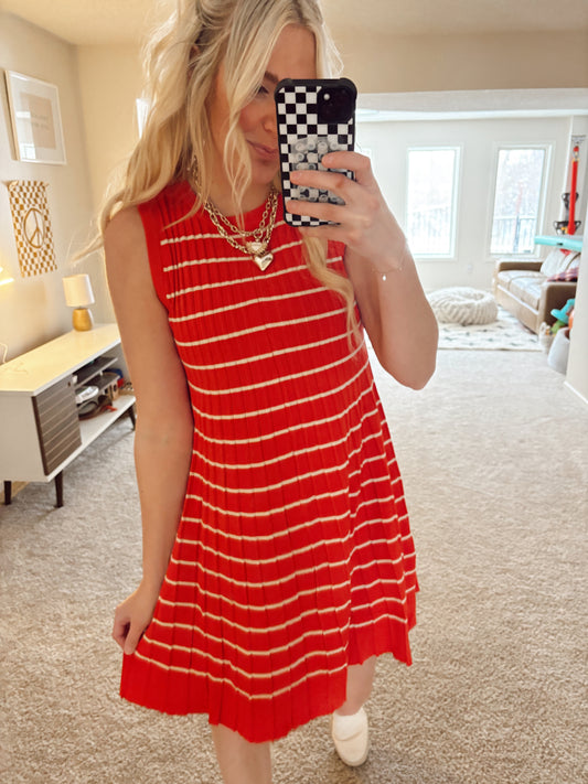 Emory Stripe Dress (Red)