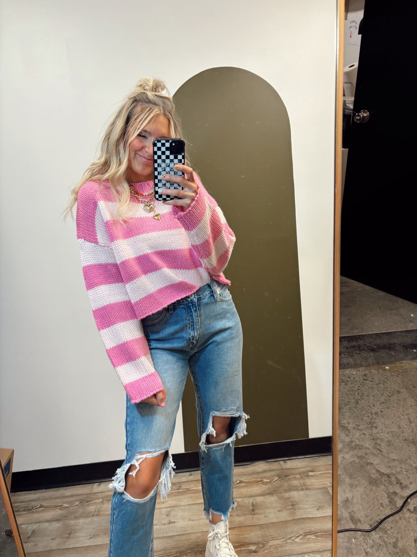 Chelly Striped Sweater (Pink)