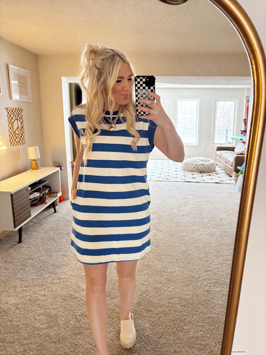 Shawna Stripe Dress (Blue)