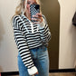 Melody Half Zip Stripe Sweater