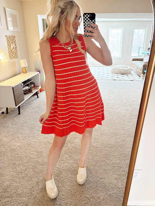 Emory Stripe Dress (Red)