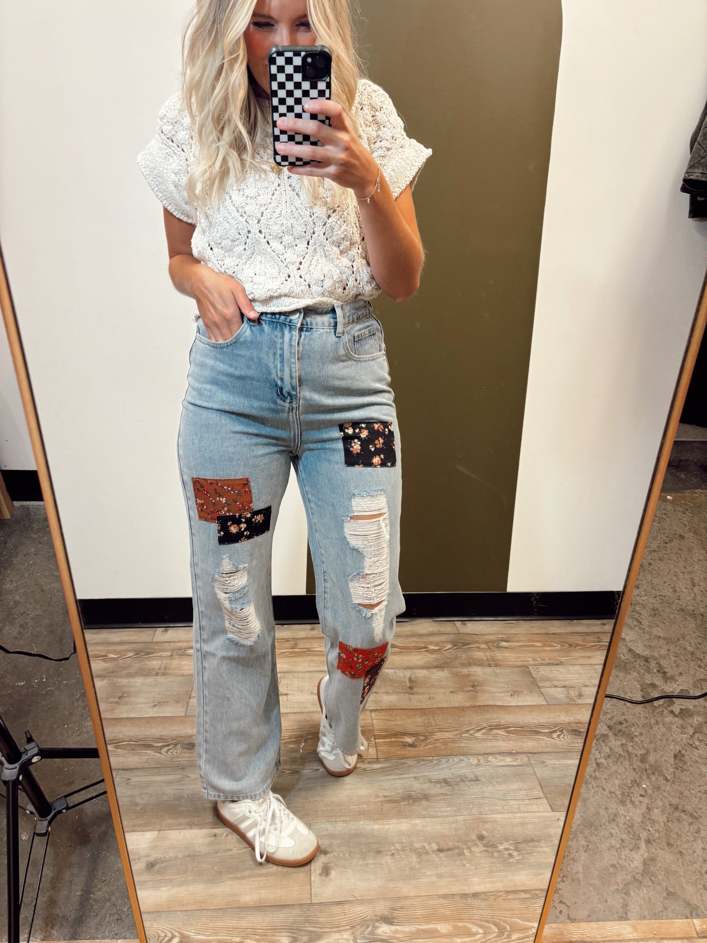 Floral Patchwork Jean