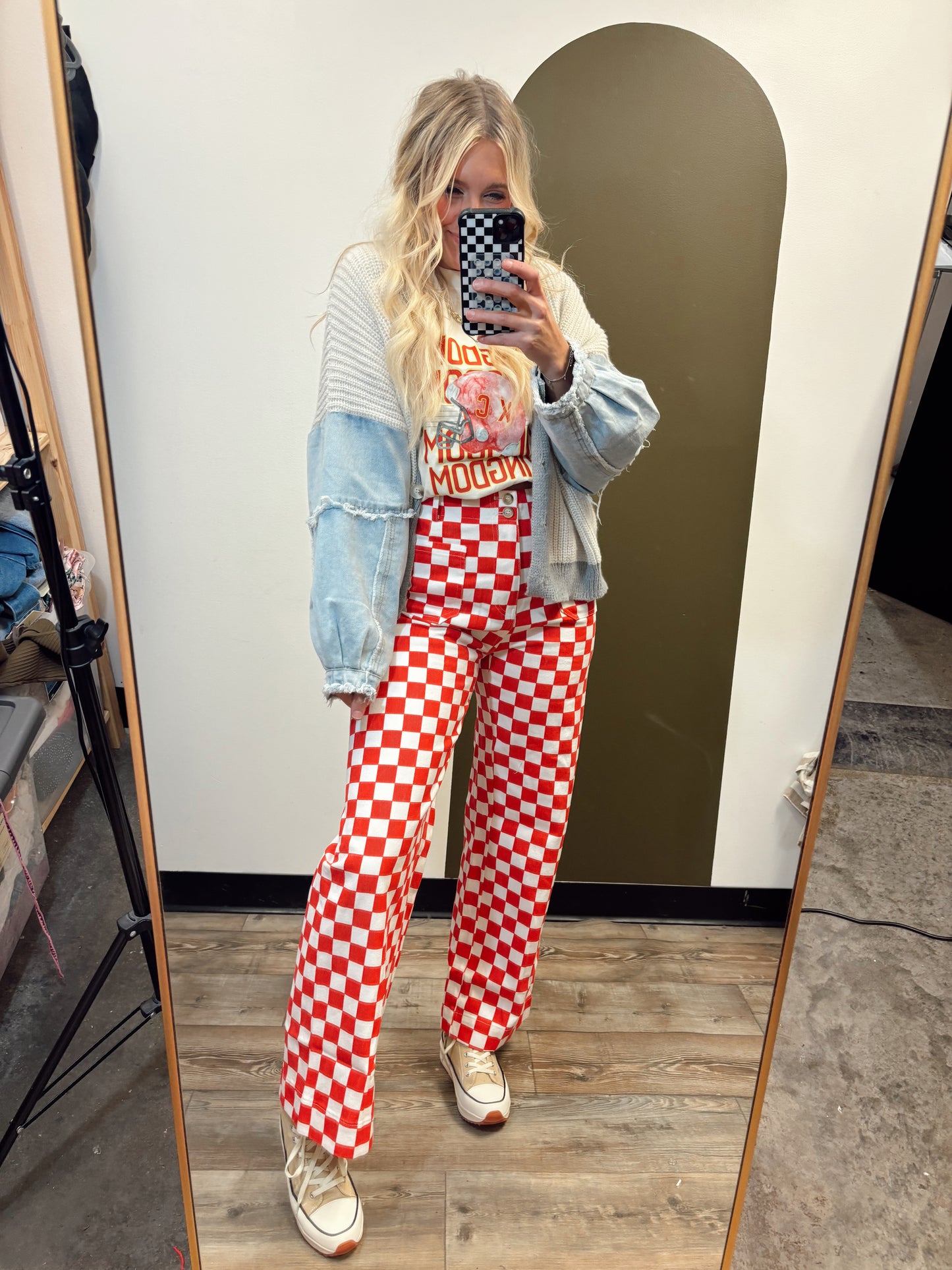 Demi Checkered Pant (Red)