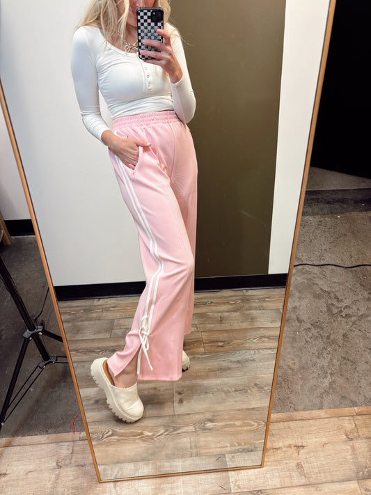 Bow Detail Track Pant (Pink)