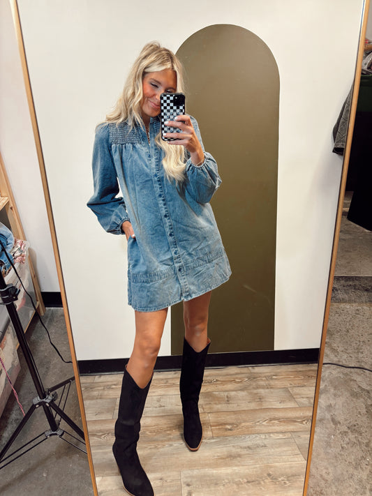 Laura Smock Denim Dress