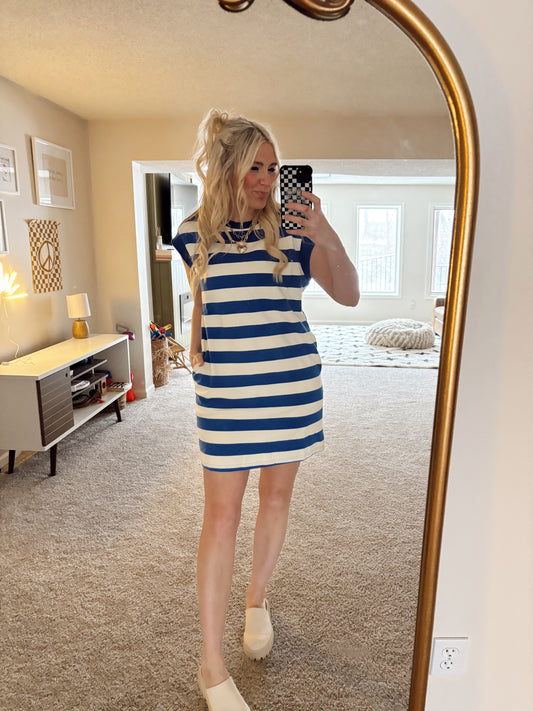 Shawna Stripe Dress (Blue)