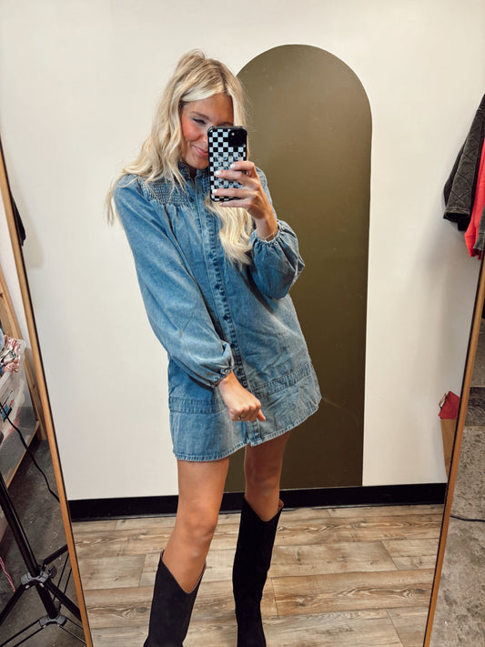 Laura Smock Denim Dress