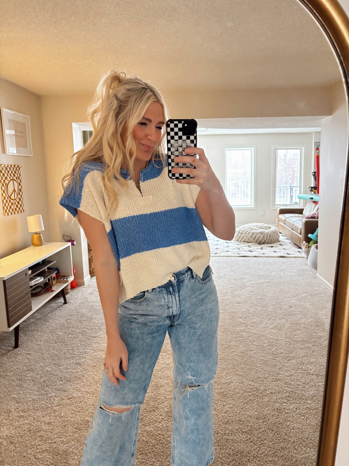 Diana S/S Stripe Sweater (Blue)