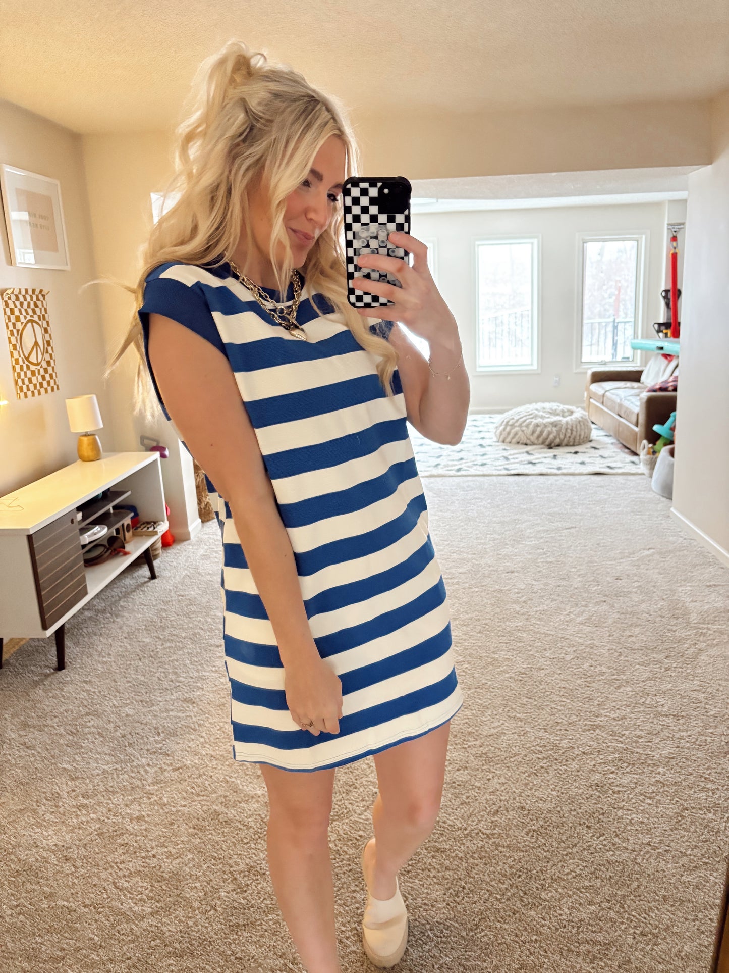 Shawna Stripe Dress (Blue)