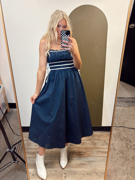 Minnie Contrast Dress (Navy)