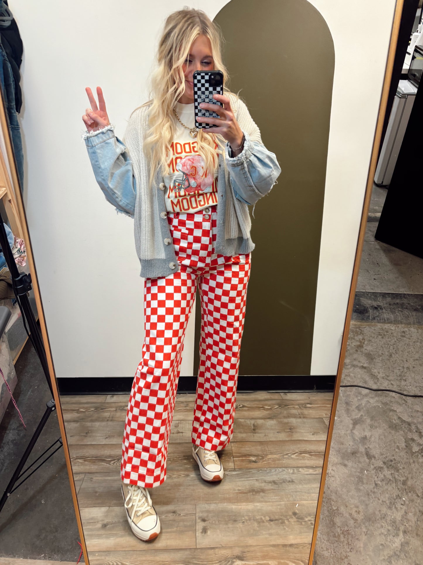 Demi Checkered Pant (Red)