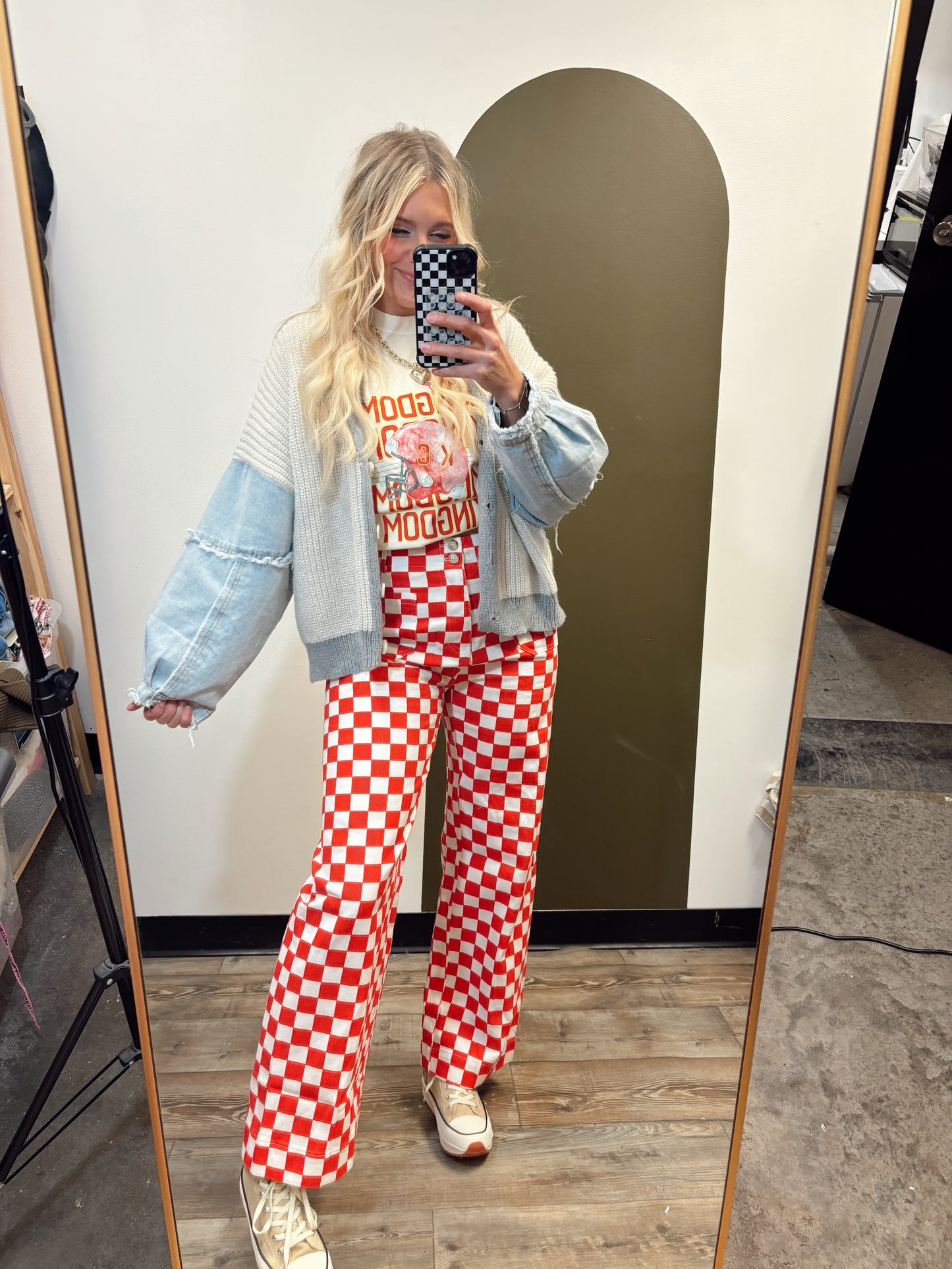 Demi Checkered Pant (Red)