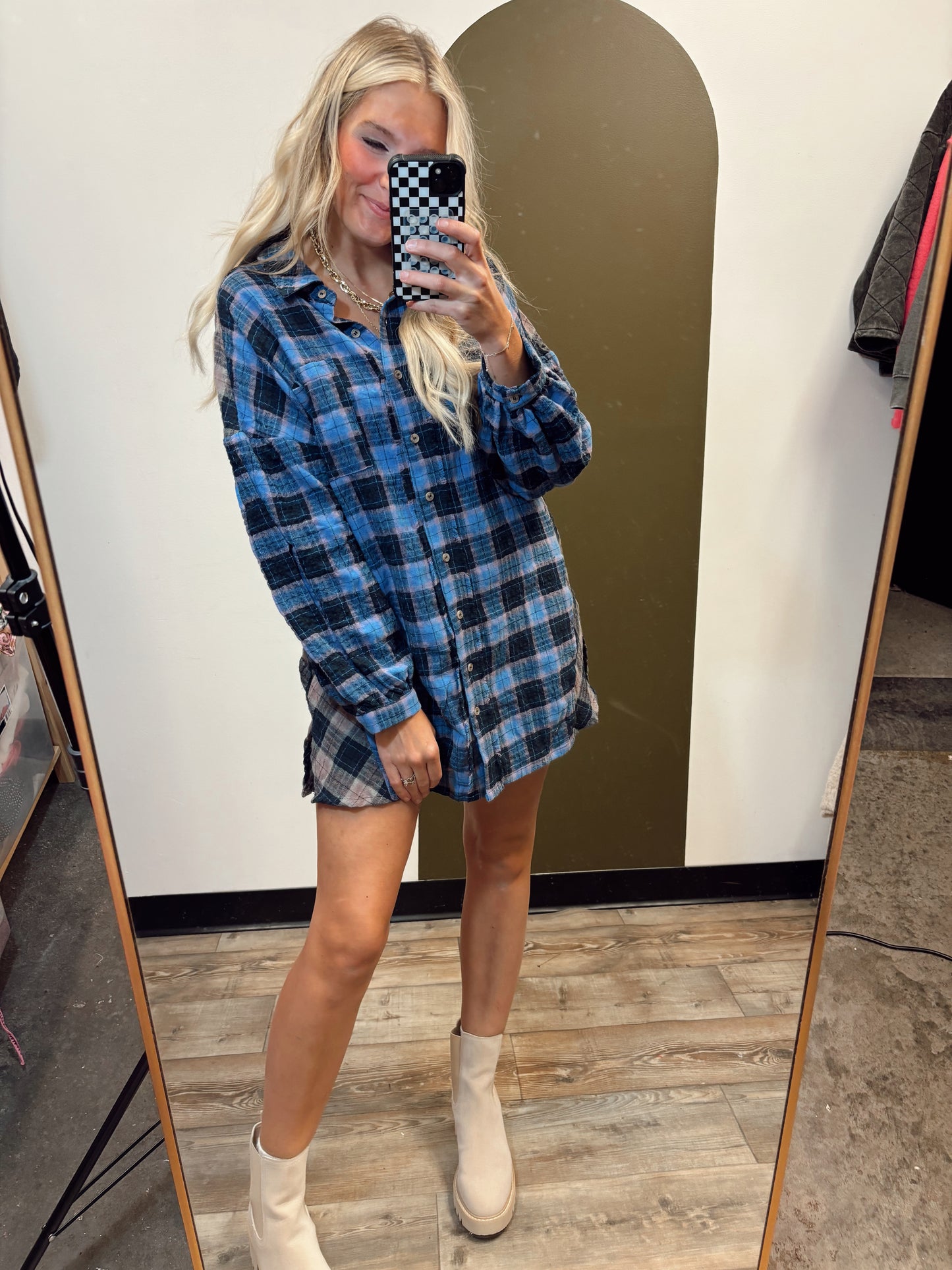 Long Way Home Plaid Dress