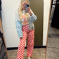 Demi Checkered Pant (Red)