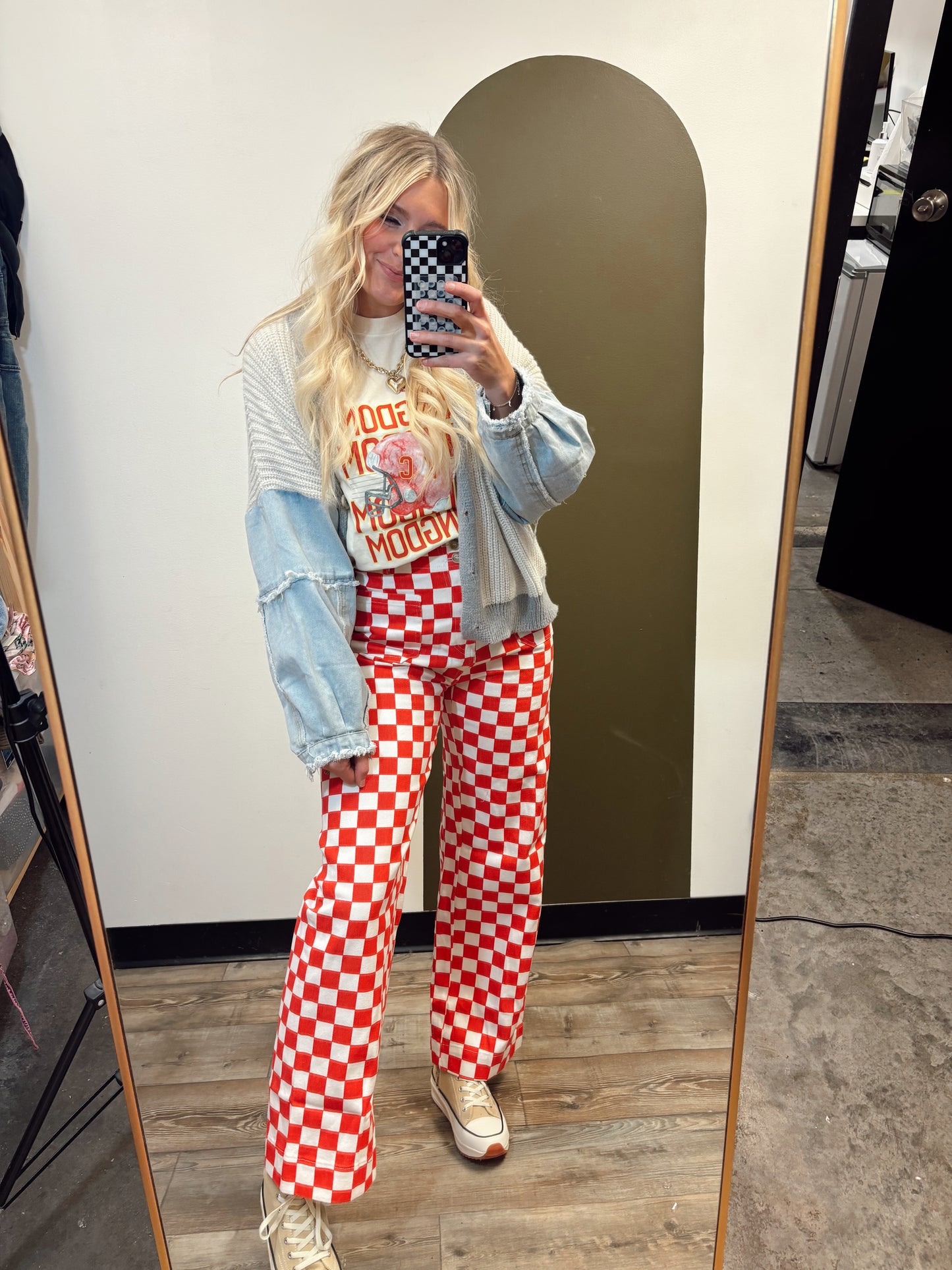 Demi Checkered Pant (Red)