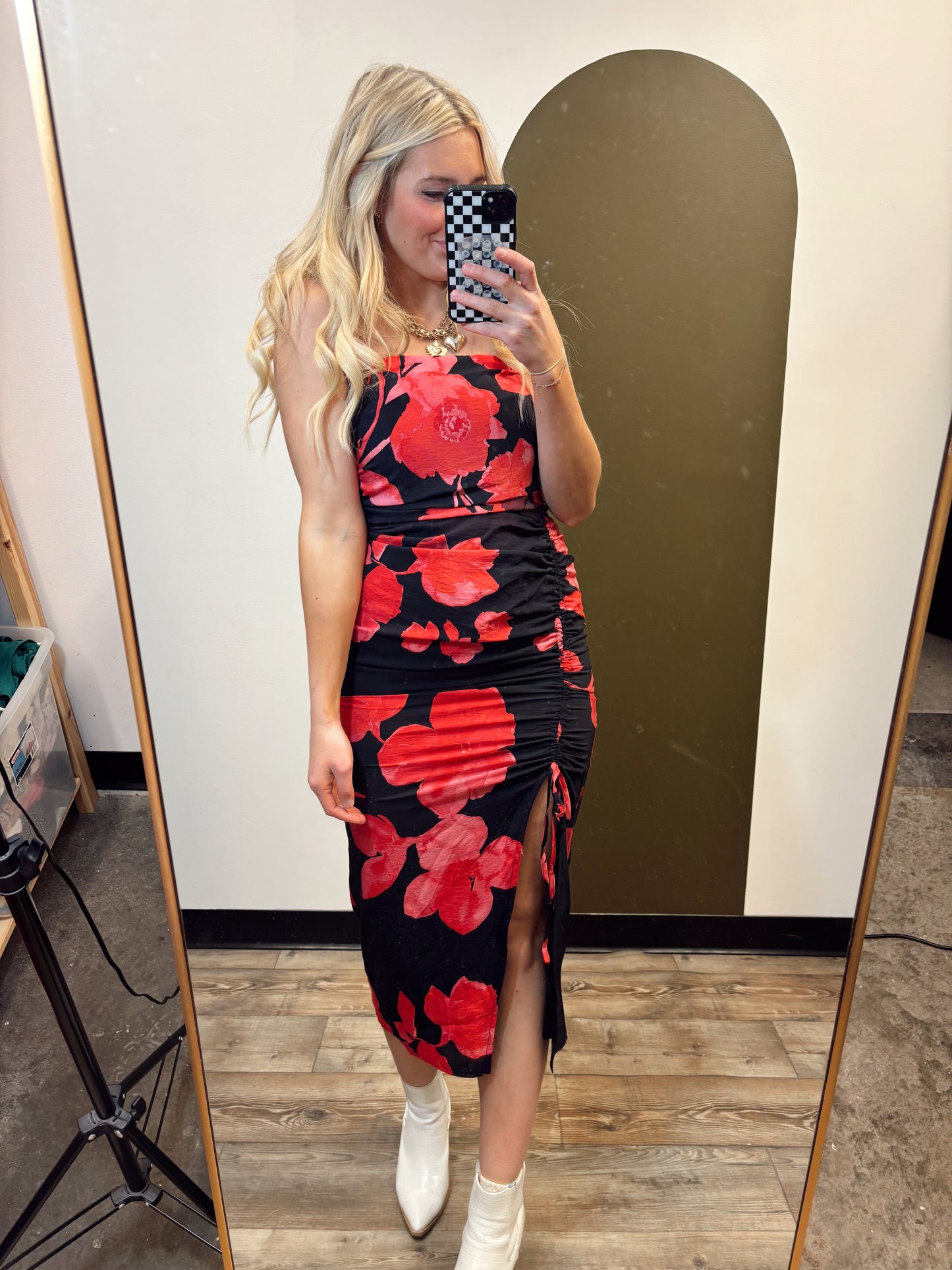 Rose Red Midi Dress